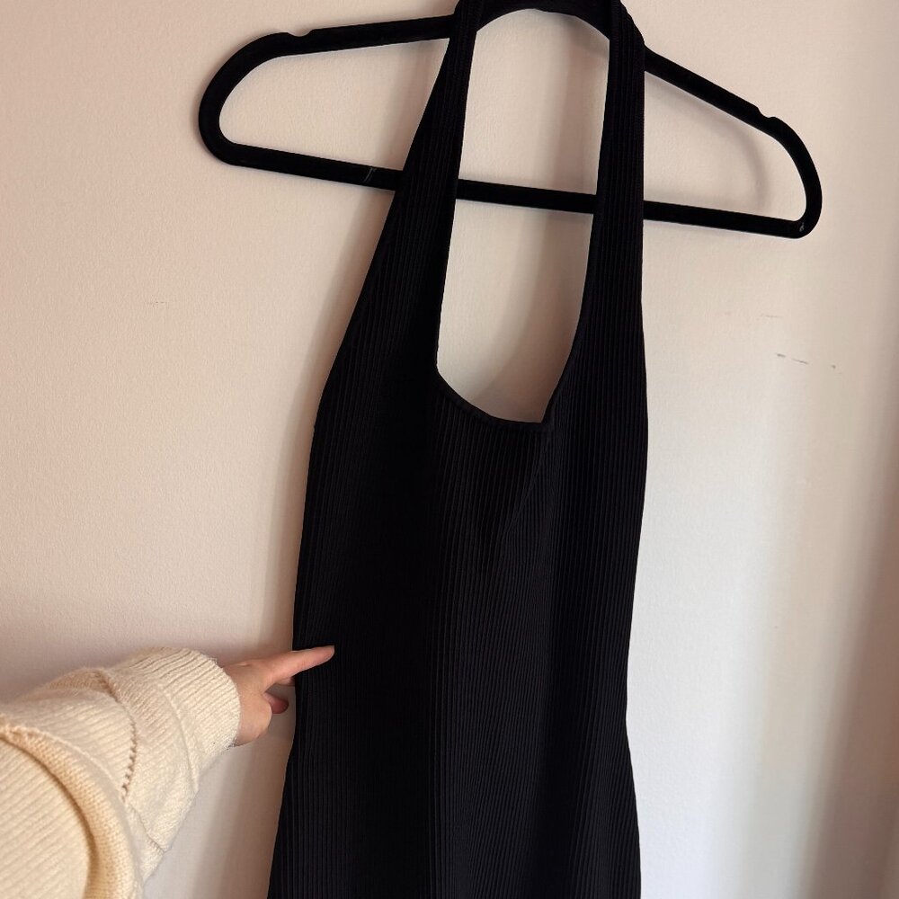 Babaton Sculpt Knit Backless Halter Dress - in BLACK - Size Medium